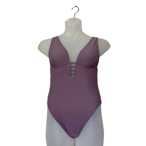 Shade and Shore one‎ piece lavender swimsuit, high cut thigh large - Picture 2 of 11